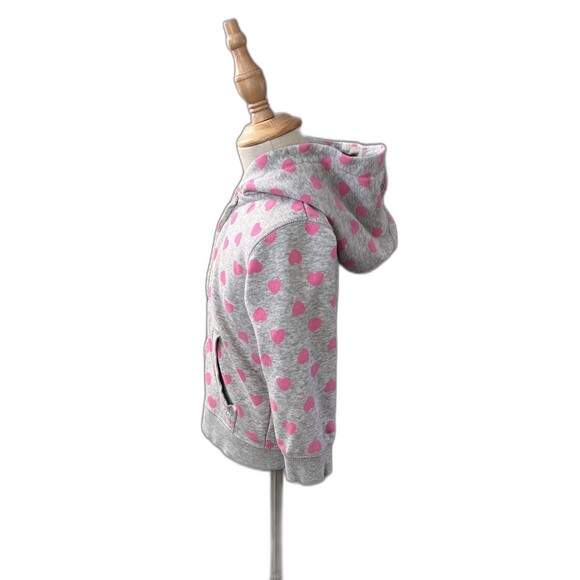 Girls Child Grey / Pink Springtime Hearts Hoodie Hoody Jacket Coat by H&M - Picture 3 of 6